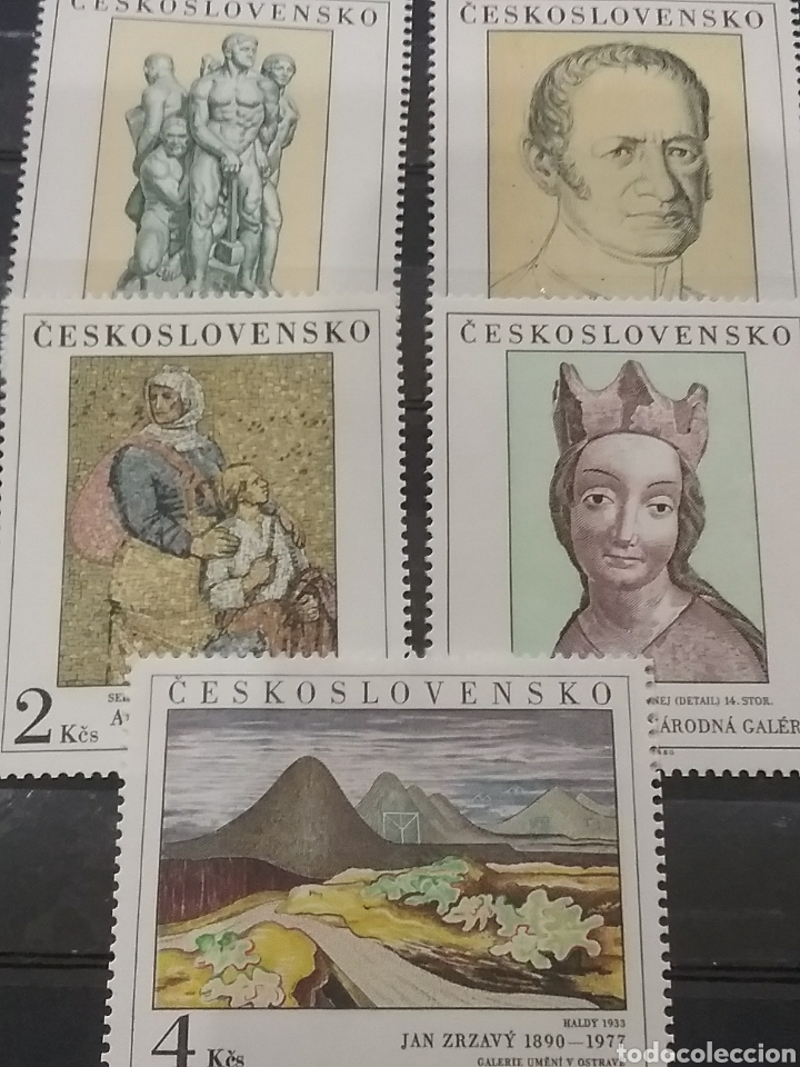 Briefmarken: Sellos R. Checoslovaquia nuevos/1980/pinturas/esculriras/arte/madre/hija/paisaje/Escocia/mosaico/art