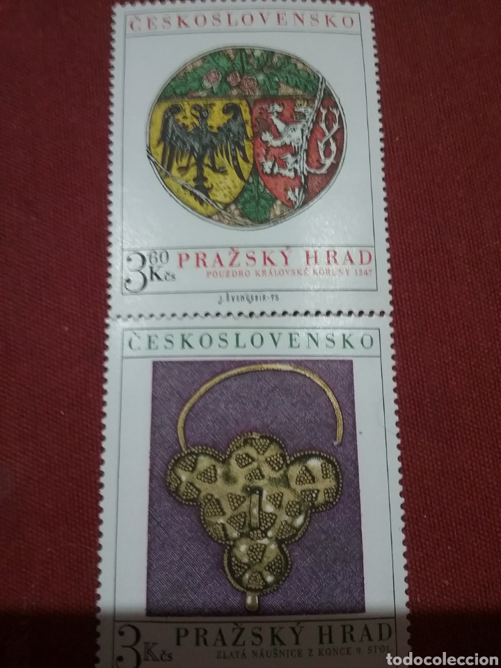 Briefmarken: Sellos R. Checoslovaquia nuevo/1975/tesoros/arte/artesania/pendiante/estuche/anjmales/heraldicos/ave