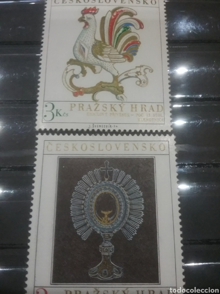 Briefmarken: Sellos R. Checoslovaquia nuevo/1974/tesoros/gallo/aves/pajaros/arte/artesania/ostensorio/religion/