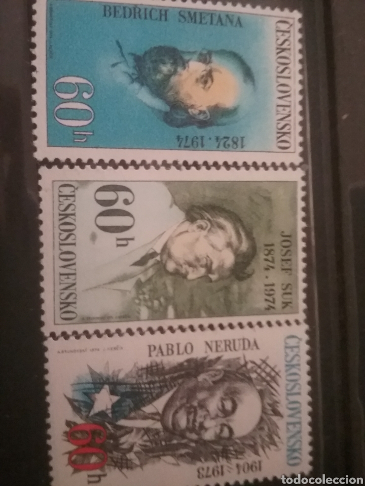 Briefmarken: Sellos R. Checoslovaquia nuevos/1974/personajes/famosos/compositores/Pablo/Neruda/poeta/arte
