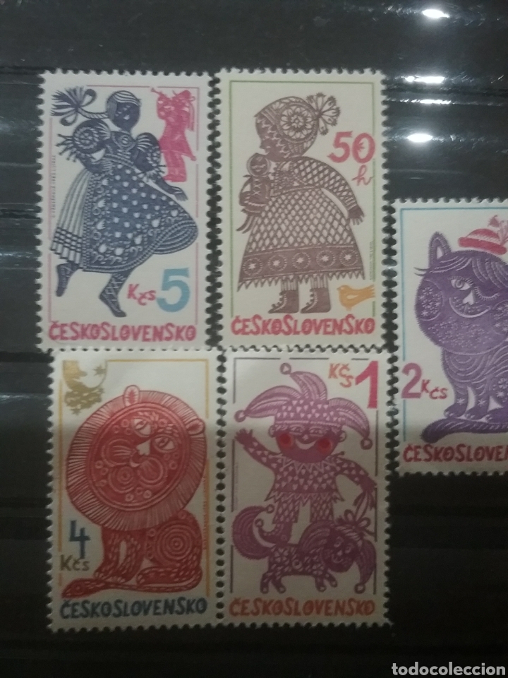 Briefmarken: Sellos R. Checoslovaquia nuevo/1980/bordados/arte/artesania/costura/folklore/gato/leon/ni&ntilde;os/animale