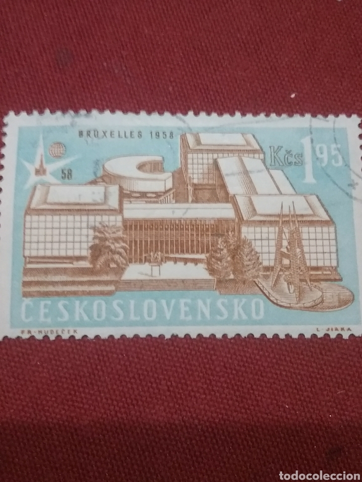 Stamps: Sello R. Checoslovaquia mtdos/1958/Exp./ Universa/Bruselas/Pabellos/Edificio/Arquitectura/arte/sede/
