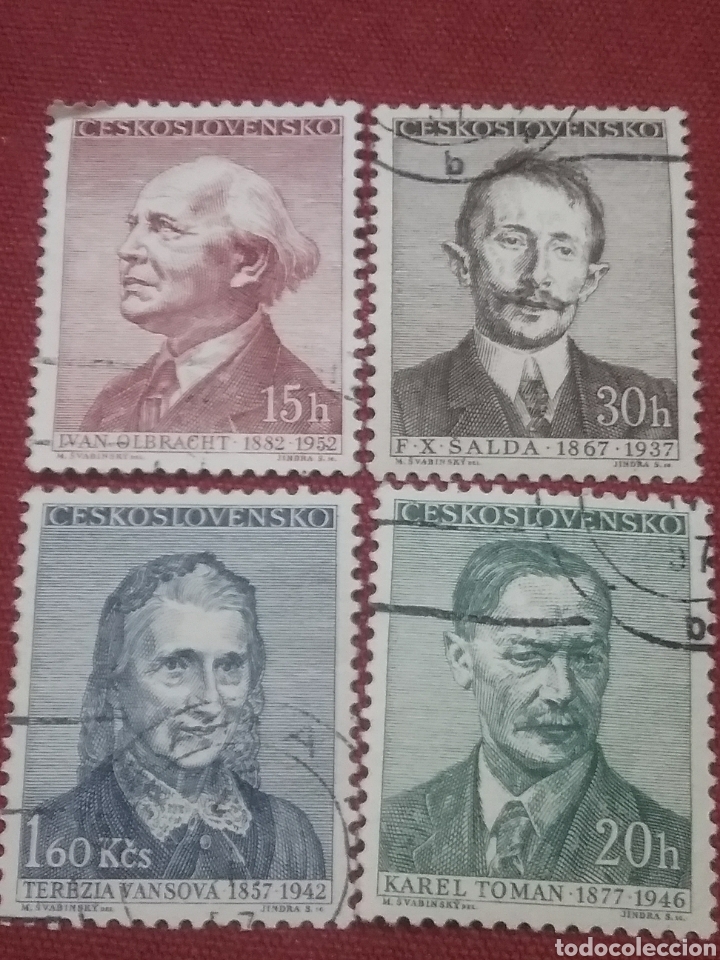 Stamps: Sellos R. Checoslovaquia mtdos/1957/Karel/Ivan/genye/personajes/famosos/escritores/poetas/dramaturgo