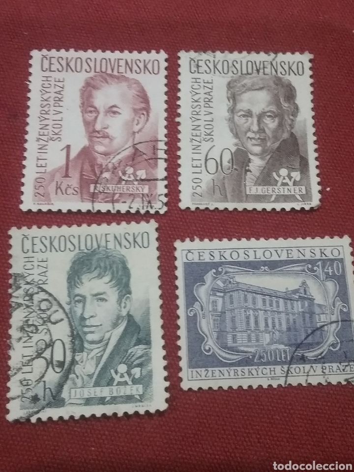 Stamps: Sellos R. Checoslovaquia mtdos/1957/Aniv/escuela/arte/politecnica/fundador/matematico/famosos/perso