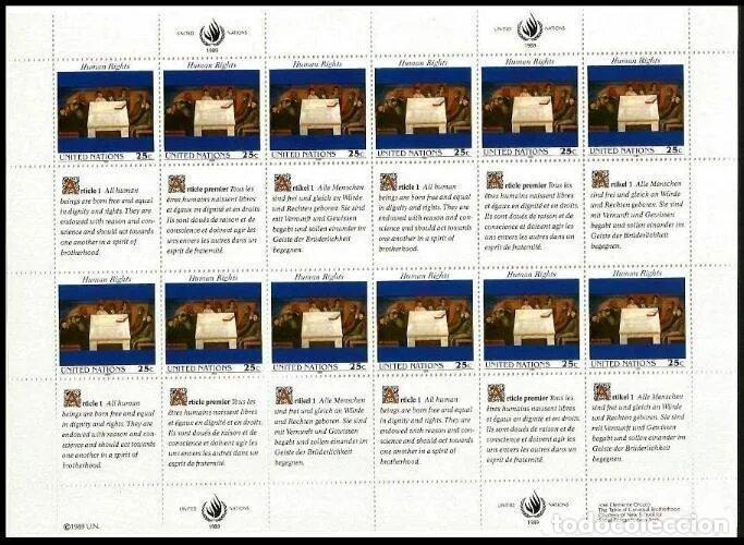 Sellos: ONU NEW YORK 1989 DERECHOS HUMANOS CLEMENTE OROZCO