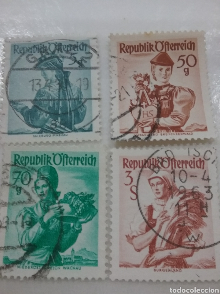 Selos: Sellos Austria (Osterreich) mtdos/1949/gente/constumbres/nacionales/trajes/tipicos/mujeres/campesin