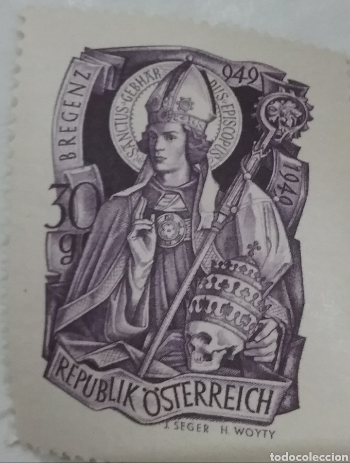 Selos: Sellos Austria (Osterreich) nuevos/1949/obispo/constanza/benedictino/religion/arte/cuadro/creencias/