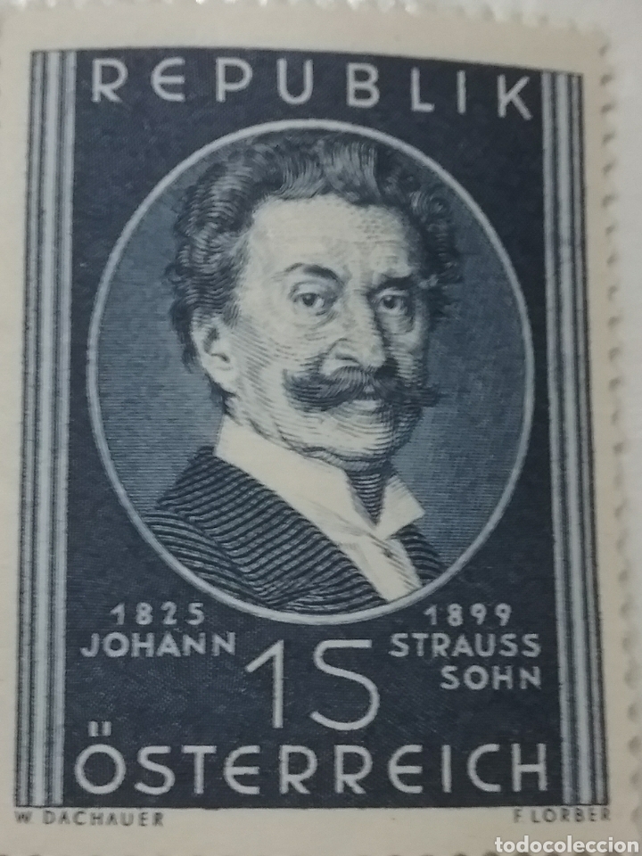 Selos: Sellos Austria (Osterreich) nuevos/1949/50 Aniv/muerte/Johann/Strauss/compositor/joven/arte/retrato/