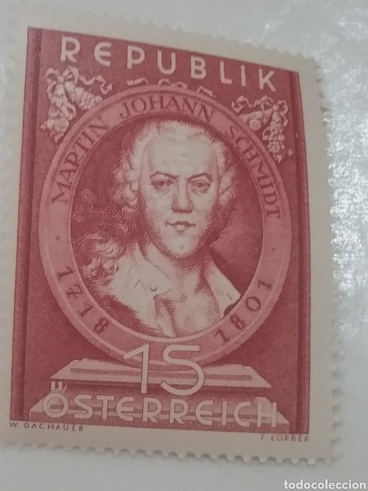 Briefmarken: Sellos Austria (Osterreich) nuevos/1951/150 Aniv/muert/Martin/Johann/pintor/retrato/rococo/arte/cuad