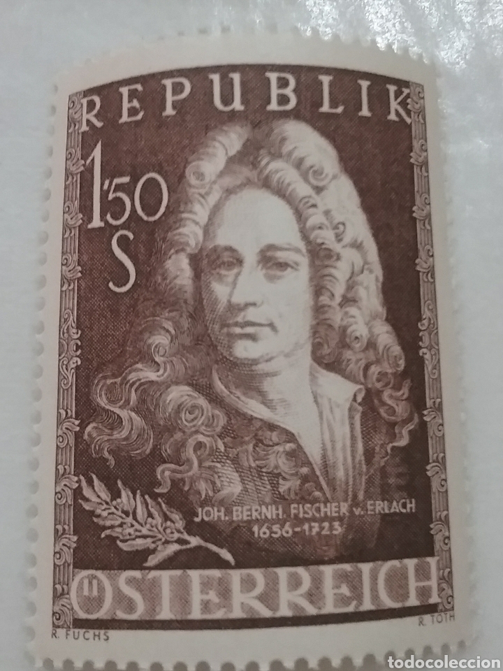 Stamps: Sellos Austria (Osterreich) nuevos/1956/Fischer/vonErlach/escultor/famoso/arquitecto/arquitectura/ba
