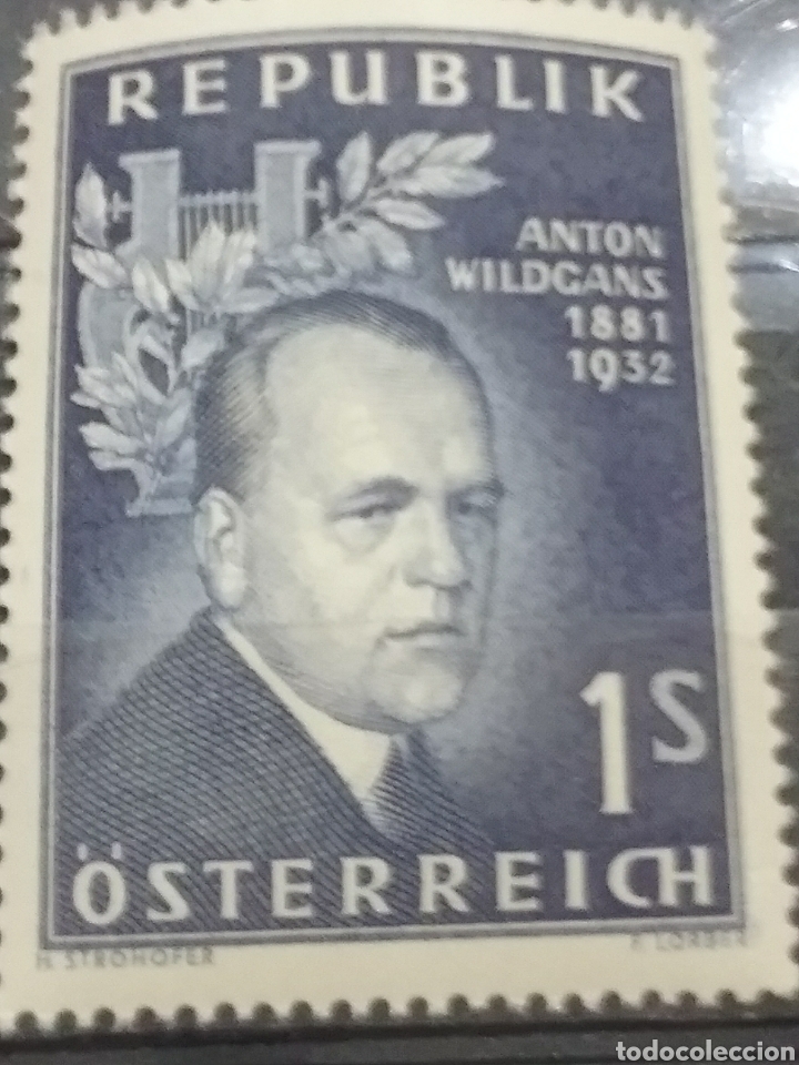 Stamps: Sellos Austria (Osterreich) nuevo/1957/25Aniv/muerte/poeta/Anton/Widgans/famosos/arte/escritor/cultu