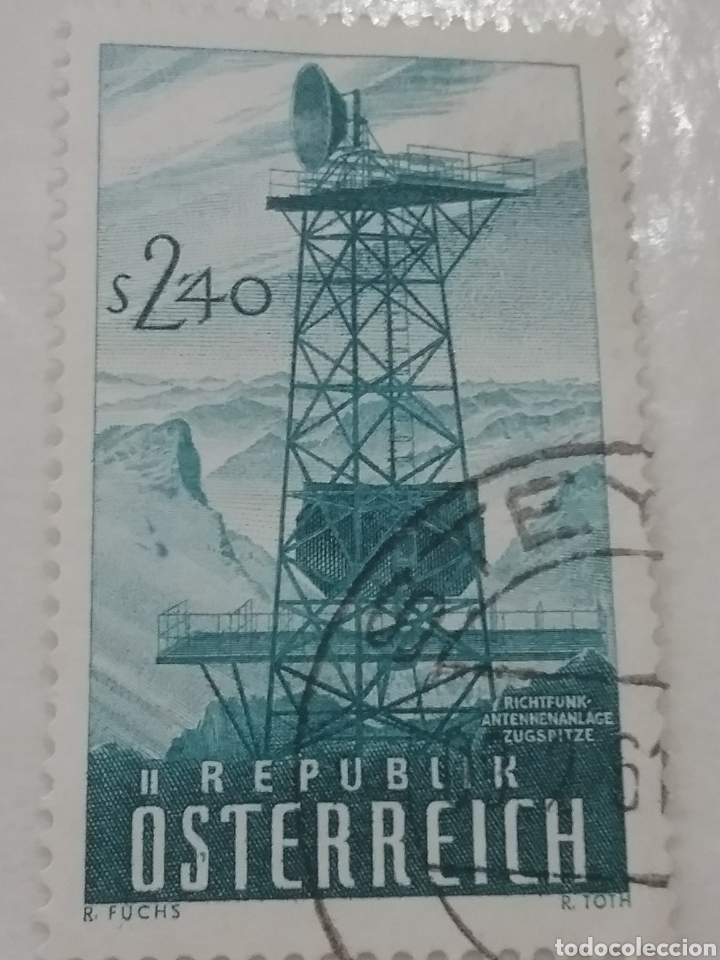 Stamps: Sellos Austria (Osterreich) mtdos/1959/estacion/radio/monta&ntilde;as/paisaje/antena/torre/paisaje/naturale