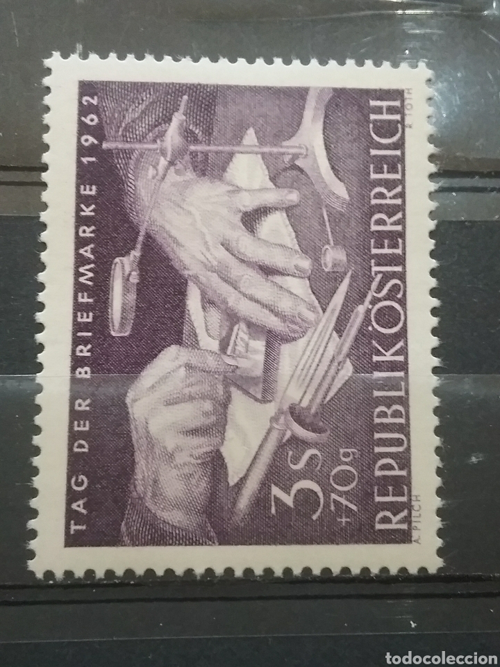 Stamps: Sellos Austria (Osterreich) nuevos/1962/D&iacute;a/sello/clasificador/filatelia/lupa/manos/lampara/manos/la