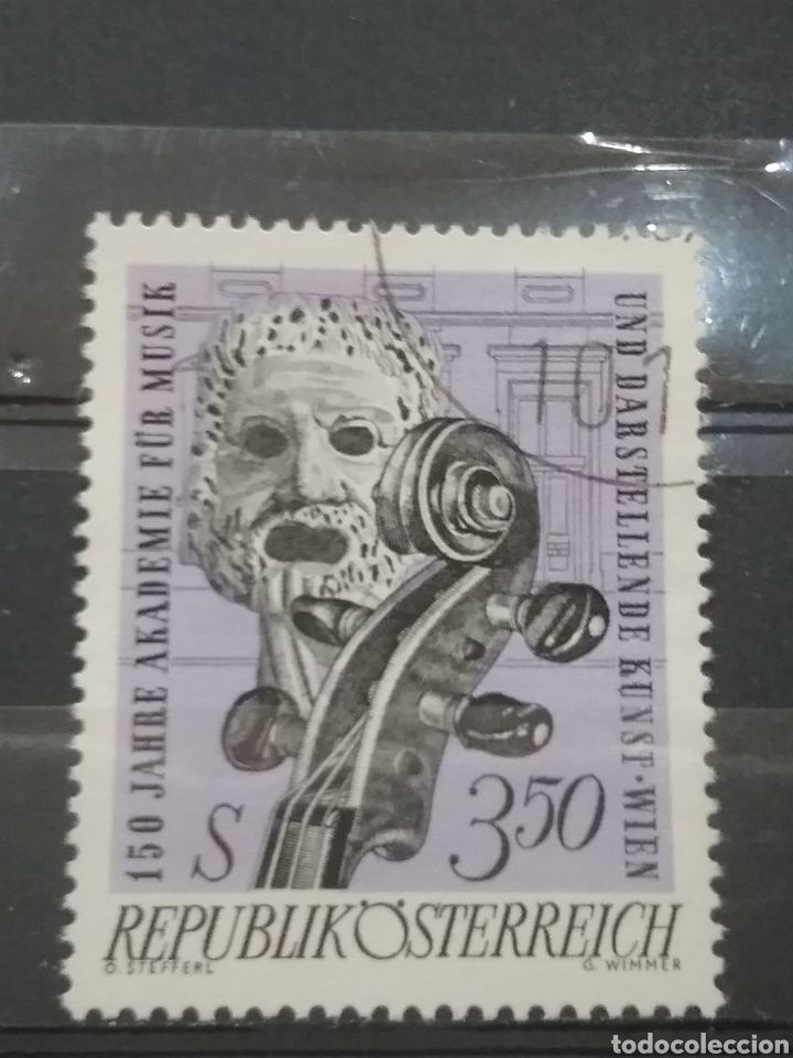 Stamps: Sellos Austria (Osterreich) mtdos/1967/105Aniv/academia/arte/musica/instrumentos/escultura/violonch/