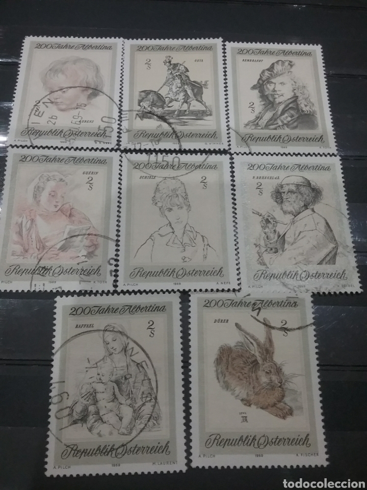 Stamps: Sellos R. Austria (Osterreich) mtdos/1969/200 Aniv. pinturas Albertina/Goya/toro/caballo/D&uuml;rer/Guer