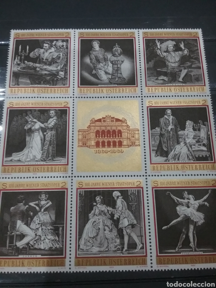Stamps: Sellos R. Austria (Osterreich) nuevos/1969/100Aniv/opera/Viena/artistas/arte/escenas/danza/trajes/ti