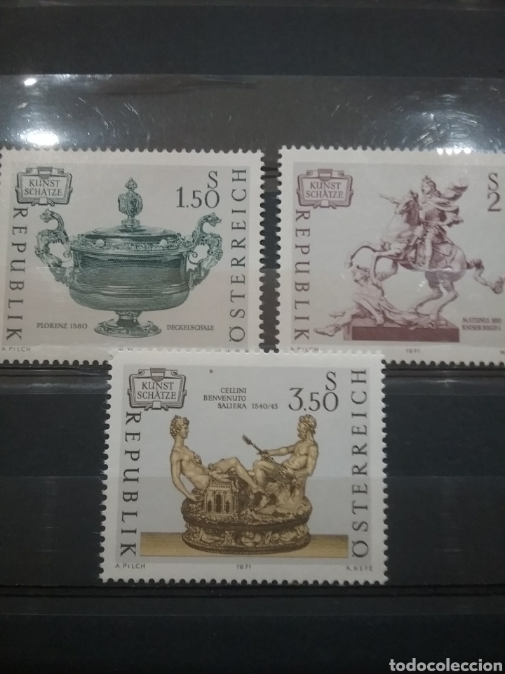 Briefmarken: Sellos Austria (Osterreich) nuevos/1971/tesoros/arte/esculturas/figuras/caballo/ecuestre/artesania/c