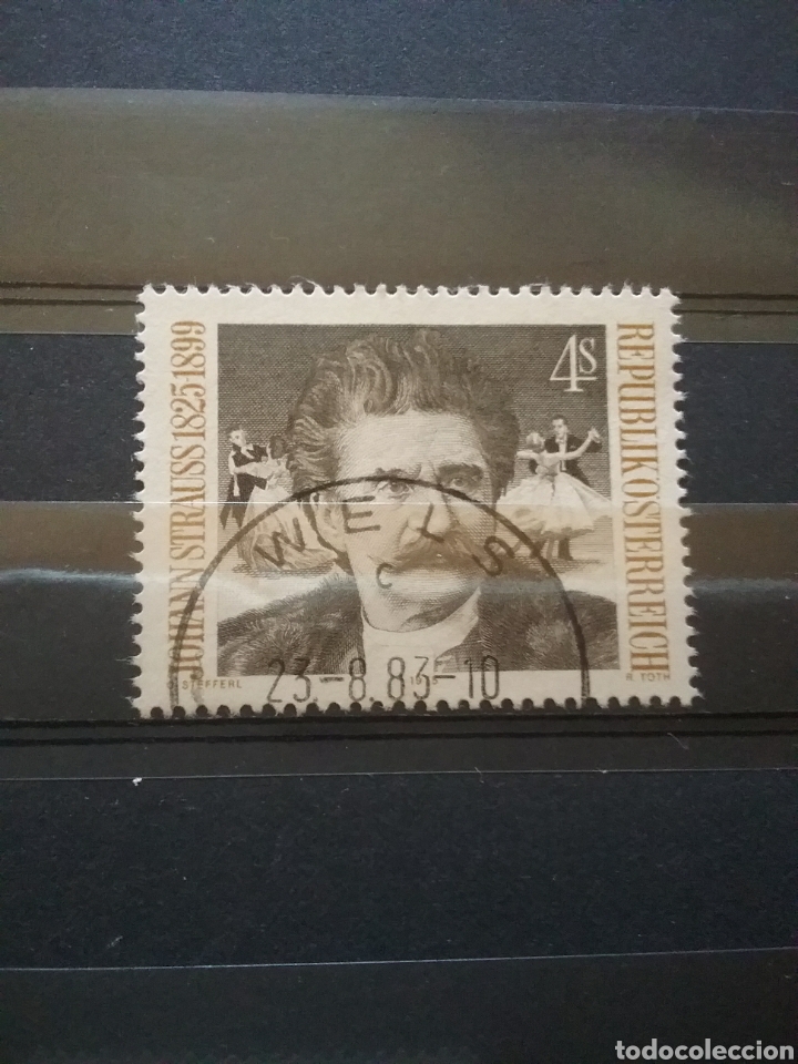Briefmarken: Sellos Austria (Osterreich) mtdos/1975/150Aniv/nacimiento/Johann/Strauss/compositor/arte/artista/fam