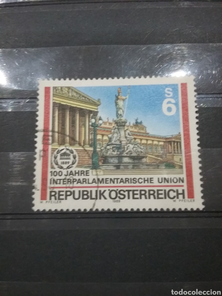 Stamps: Sellos Austria (Osterreich) mtdos/1989/100Aniv/union/interparlamentaria/arte/arquitectura/escultura/
