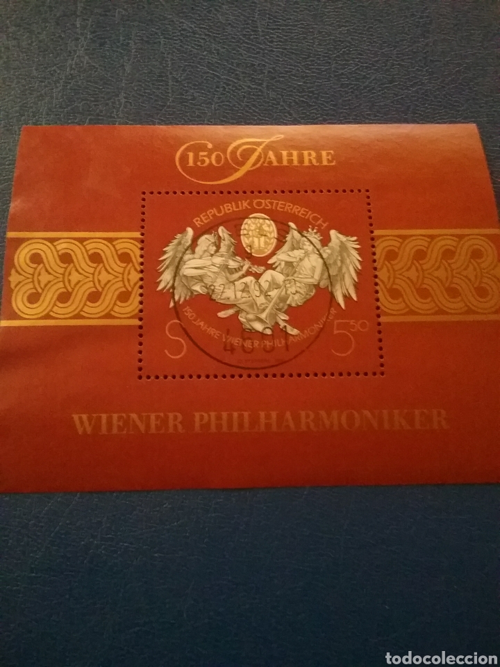Selos: HB Austria (Osterreich) mtdos/1992/150Aniv/filarmonica/angeles/instrumentos/arte/musica/emble/escudo