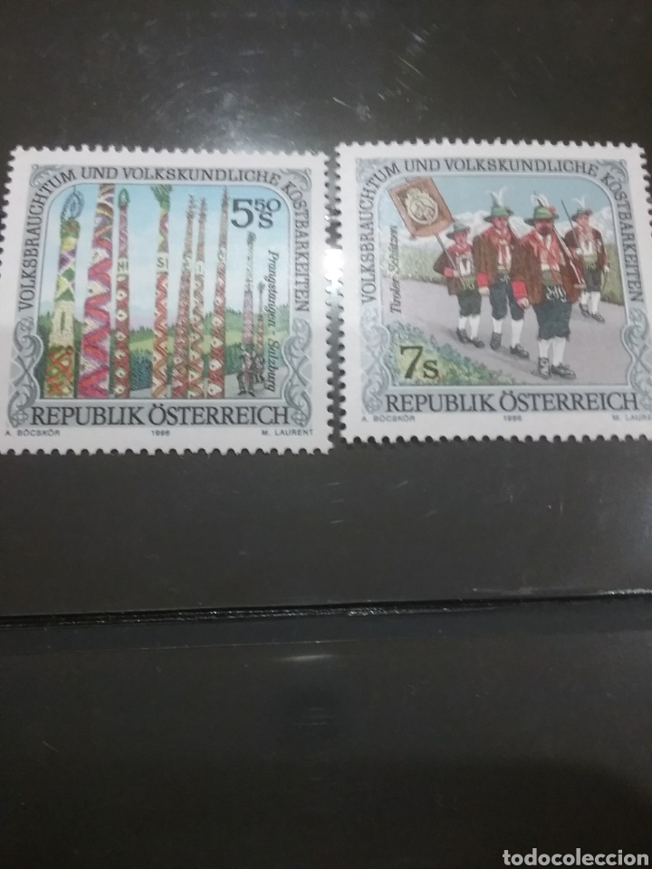 Briefmarken: Sellos Austria (Osterreich) mtdos/1996/tesoros/constumbres/folklore/lanzas/barillas/trajes/tipicos/e