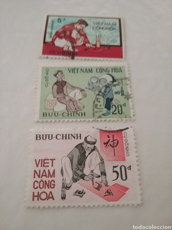 Briefmarken: Sellos Vietnam Sur mtdos/1972/cartas/antiguas/escritura/arte/pluma/ni&ntilde;os/arte/infancia/libros