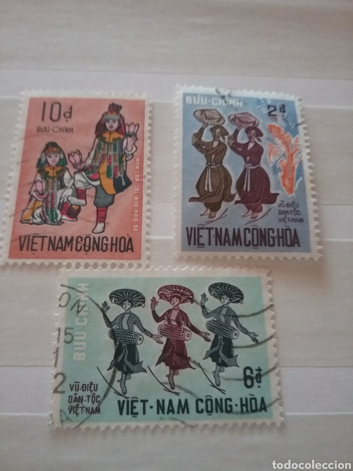 Briefmarken: Sellos Vietnam Sur mtdos/usados/1971/danzas/tradicion/constumbres/folklore/vestidos/tipicos/sobrer/