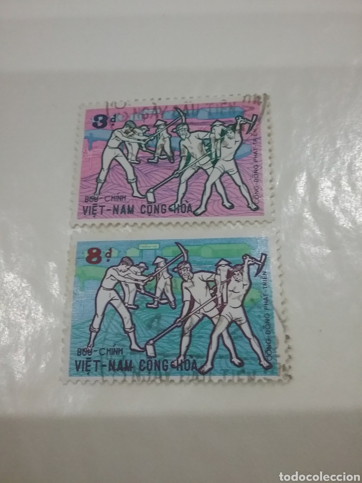 Briefmarken: Sellos Vietnam Sur mtdos/usados/1972/desarrollo/comunitario/agricultura/gente/herramientas/azada/cam