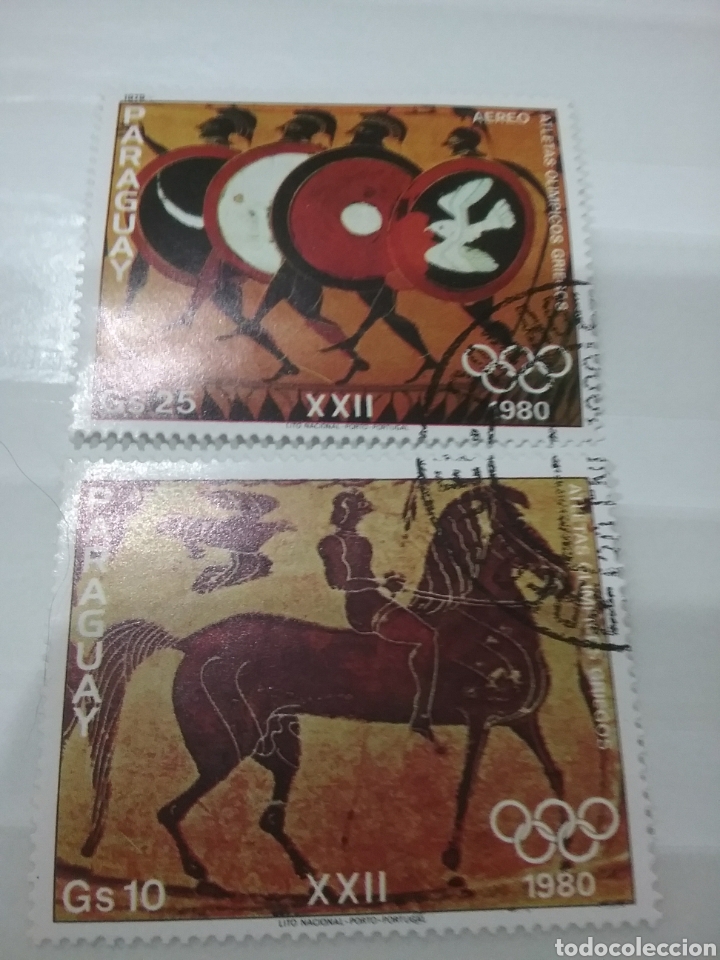 Briefmarken: Sellos Paraguay mtdos/1979/juegos/olimpiadas/caballo/mamifero/escudos/soldado/deporte/Grecia/arte/p