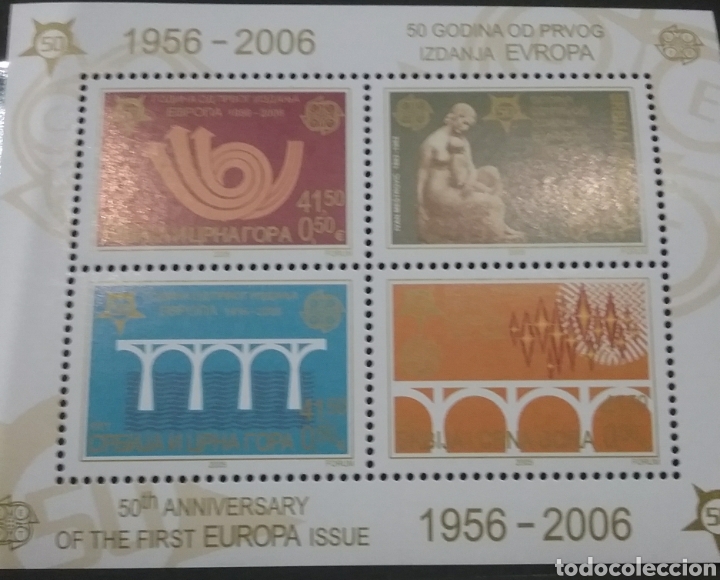 Briefmarken: HB Serbia - Montenegro nuevos/2005/escultura/simbolos/emblemas/50Aniv/1a/emision/CEPT/puentes/arquit