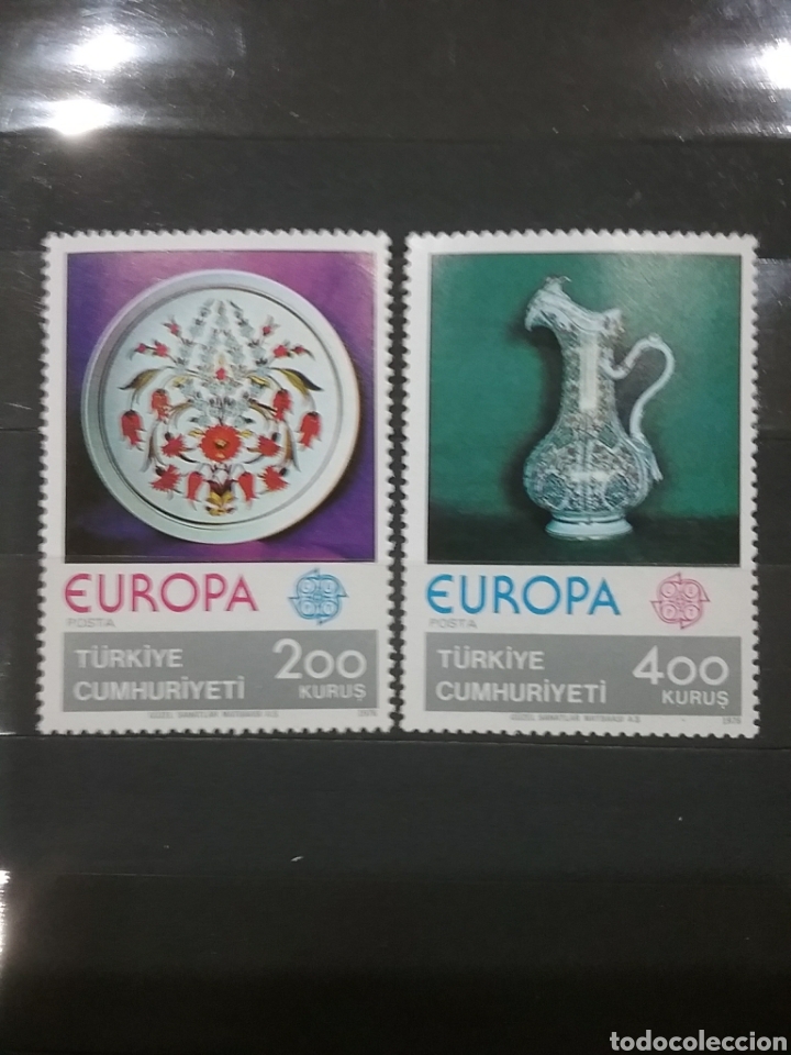 Briefmarken: Sellos de R. Turquia nuevos/1976/europa/CEPT/arte/artesania/gremios/jarra/porcelana/plato/flores/flo