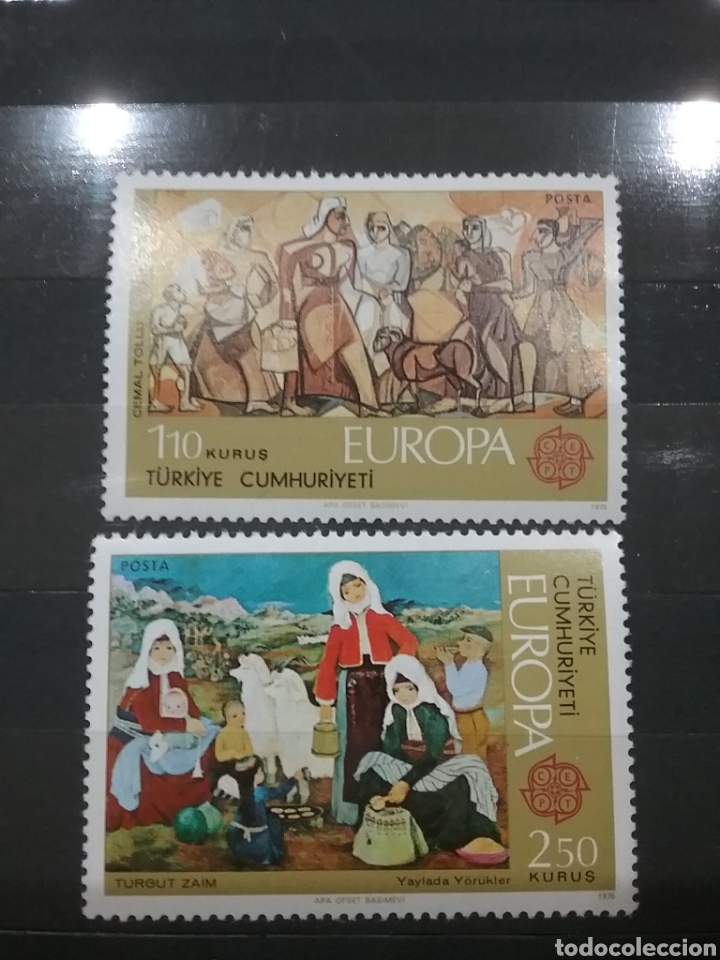 Briefmarken: Sellos de R. Turquia nuevos/1975/europa/CEPT/arte/artesania/pinturas/cuadro/gente/animales/campo/fol