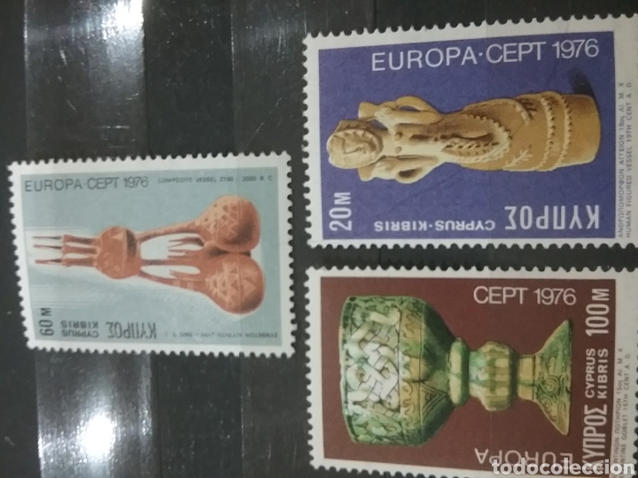 Briefmarken: Sello Chipre Griego nuevos/1976/europa/CEPT/arte/artesania/vaso/doble/tesoros/caliz/bizantino/religi