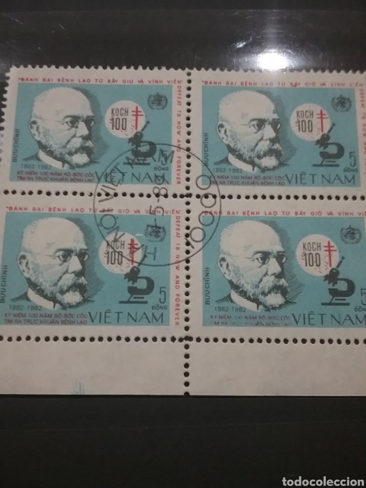 Briefmarken: Sellos R. D. Vietnam Norte mtdos/1983/centenario/descubrimiento/bacilo/tuberculosis/medico/microscop