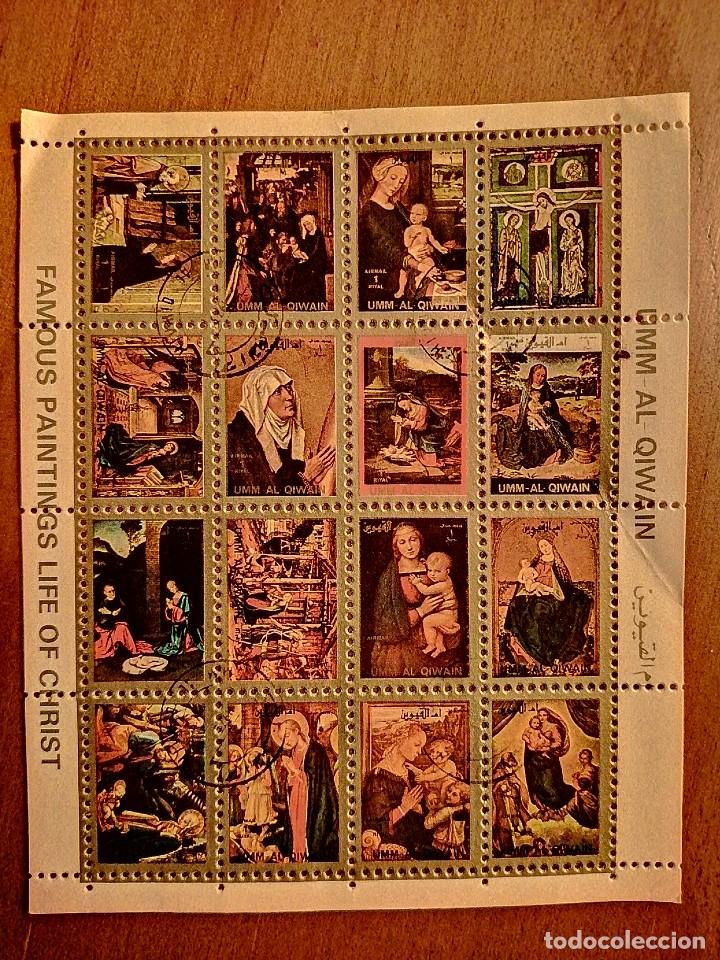 Selos: UMM AL QIWAIN - MINI HOJA BLOQUE CON PINTURAS FAMOSAS VIDA DE CRISTO