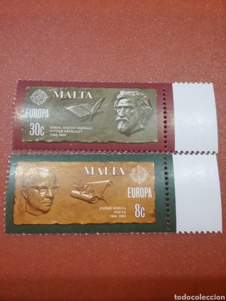 Selos: Sellos Malta nuevos/1980/europa/CEPT/R.Briffa/A.Vassalli/famosos/poeta/erudito/literatura/arte/escri