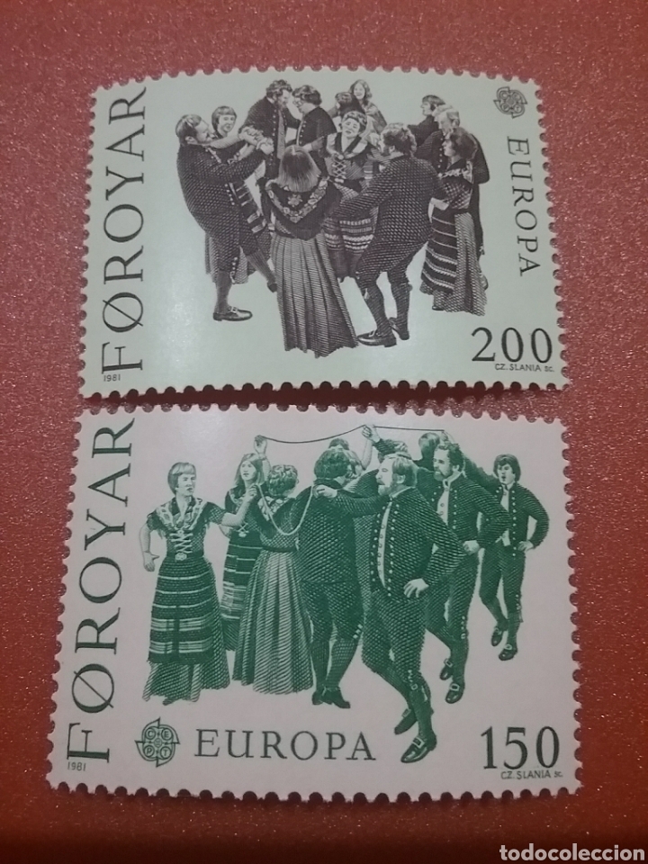 Selos: Sellos I. Feroe (F&oslash;royar) nuevo/1981/europa/CEPT/fiestas/danzas/bailes/arte/historia/trajes/disfrace