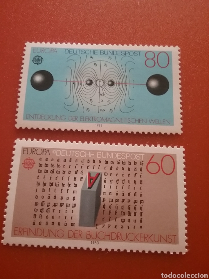 Stamps: Sellos Alemania,R. Federal mtdos/1983/Europa/CEPT/imprenta/arte/inventos/atomos/ondas/ciencia/Gutemb