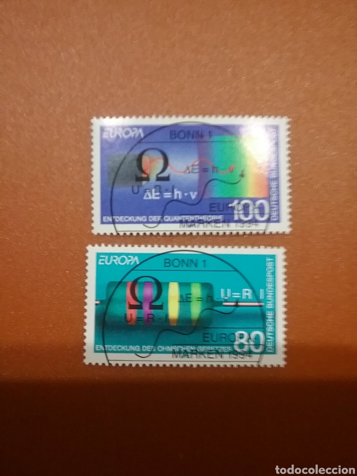 Sellos: Sellos Alemania R Federal mtdos/1994/europa/CEPT/descubrimiento/teoria/cuantica/ley/Ohm/arte/ciencia