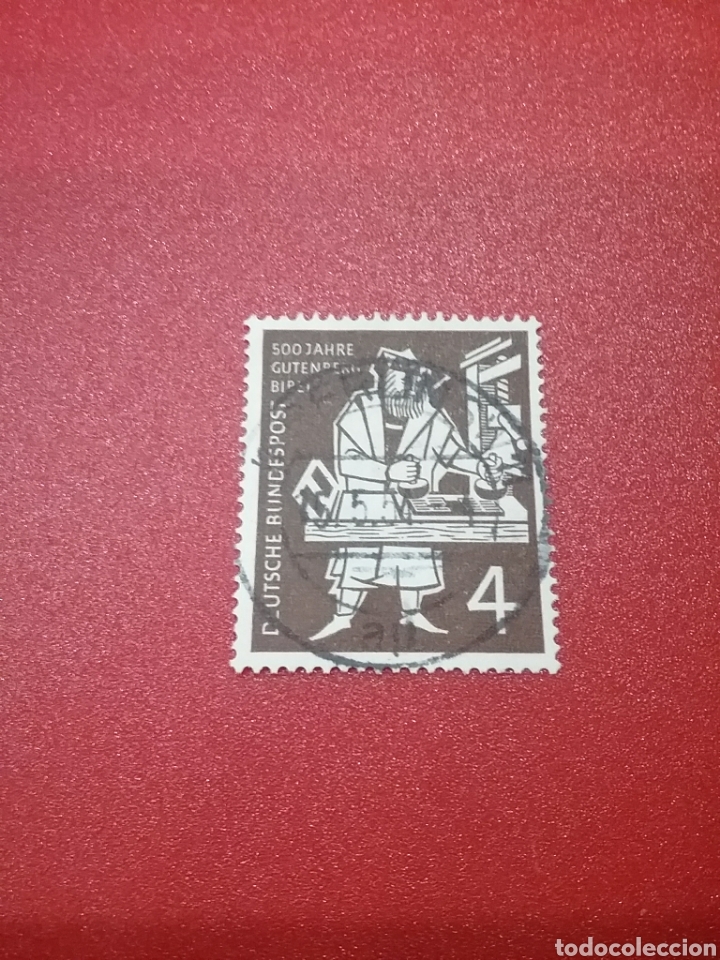 Sellos: Sellos Alemania R. Federal usados/1954/5Cent/impresion/biblia/eventos/arte/inventos/Gutemberg