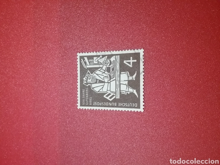 Sellos: Sellos Alemania R. Federal usados/1954/5Cent/impresion/biblia/eventos/arte/inventos/Gutemberg