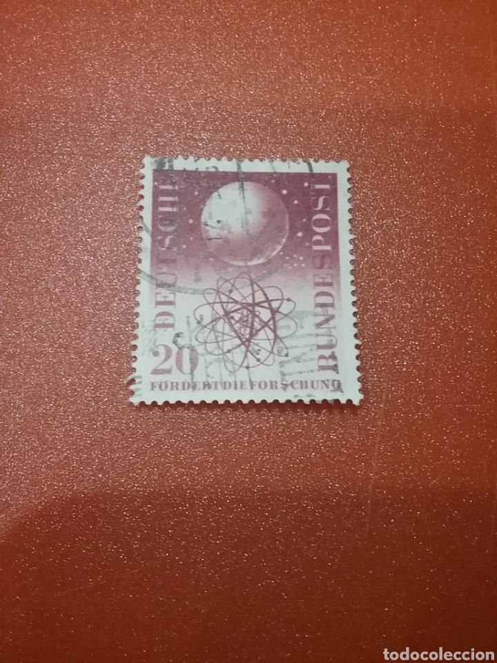 Sellos: Sellos Alemania R. Federal usados/1954/ciencia/modelo/atono/universo/macrocosnos/microcosmos/orbitas