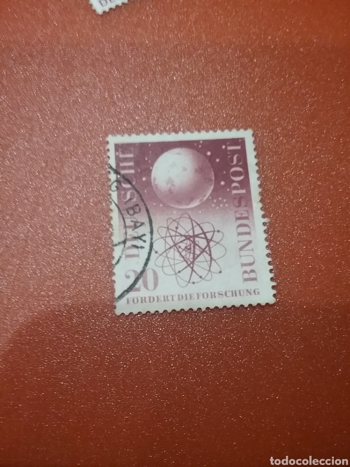 Sellos: Sellos Alemania R. Federal usados/1954/ciencia/modelo/atono/universo/macrocosnos/microcosmos/orbitas