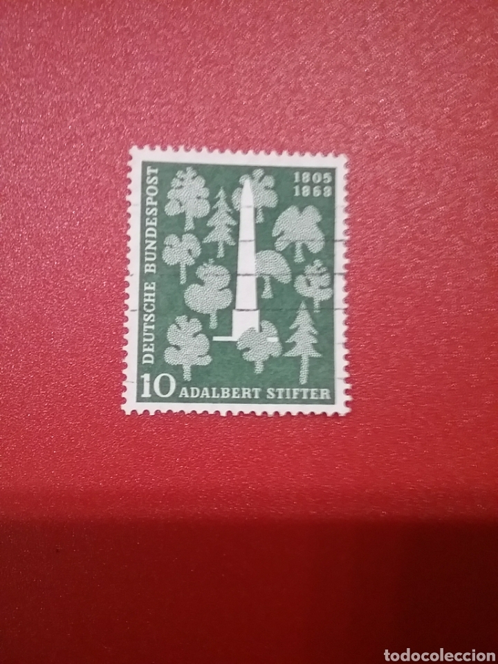 Sellos: Sellos Alemania. R. Federal mtdo/1955/LXaniv/nacto./Adalbert/Stifter/monumento/arte/escritor/arbol/f