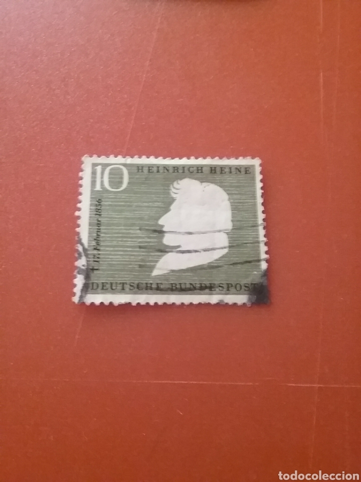Sellos: Sellos Alemania R. Federal mtdos/1956/Cent/nacimiento/H.Heine/poeta/arte/escritor/personajes/
