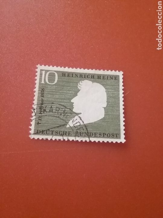 Sellos: Sellos Alemania R. Federal mtdos/1956/Cent/nacimiento/H.Heine/poeta/arte/escritor/personajes/