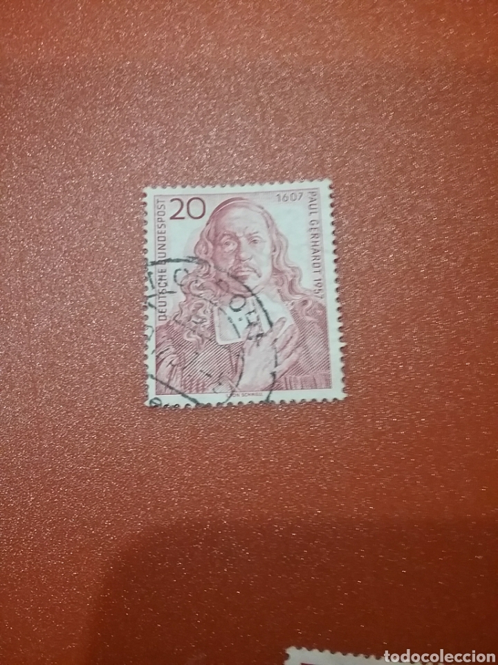 Sellos: Sellos Alemania R. Federal mtdos/1957/350Aniv/nacto/pastor/poeta/Gerhardt/famoso/arte/poeta/lirico/a