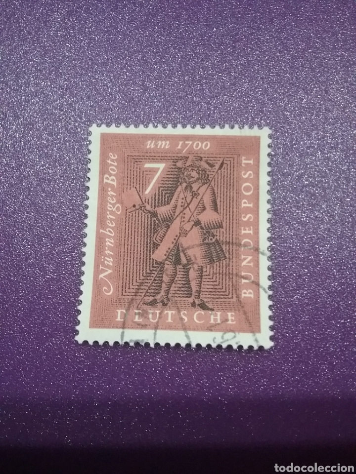 Sellos: Sellos Alemania R. Federal mtdos/1961/Exp/filatelia/la/tierra/traves/5 siglos/cartero/uniforme/sobr