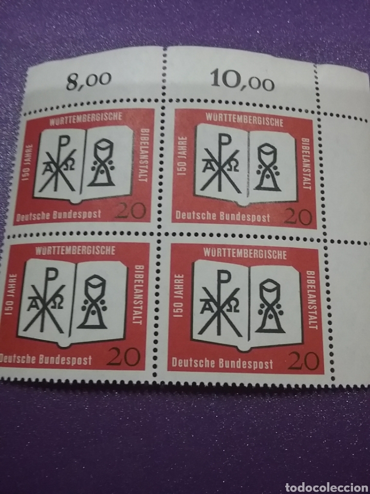 Sellos: Sello Alemania R. Federal nuevo/bloque 4/1962/CLa&ntilde;os/instituto/Wurtemberg/simbolo/emblema/libro/arte