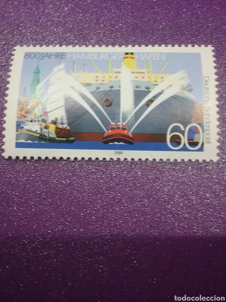 Briefmarken: Sellos Alemania R Federal nuevo/1989/8Cent/puerto/Hamburgo/barco/buque/yate/navio/transpirte/nave/fl